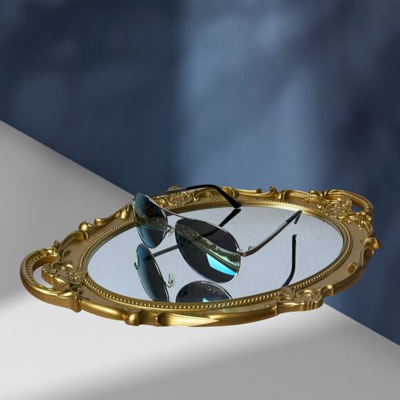 Unisex Classic Aviator Sunglasses (Mirrored Green) - Picture 2 of 3